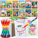 BenLouis 12 Kindergarten Graduation Mini Coloring Books Kids with 12 Stacking Crayons Preschool Classroom Party Favors Small Act