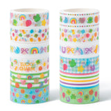 BkeeCten St.Patricks Day Washi Tape - 12 Rolls Lucky Marshmallow Shamrock Rainbow Pot of Gold Horseshoe Scrapbook Washi Decorat