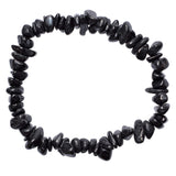 Zenergy Gems [1] CHARGED 7 Black Tourmaline Crystal Chip Bracelet Tumble Polished Stretchy + Selenite Heart Charging Crystal Inc