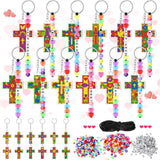 Tondiamo 36 Set VBS 2026 Craft Kits Make Your Own Cross Bead Keychains with Heart Charm Letters for Vbs Sunday School Church Gro