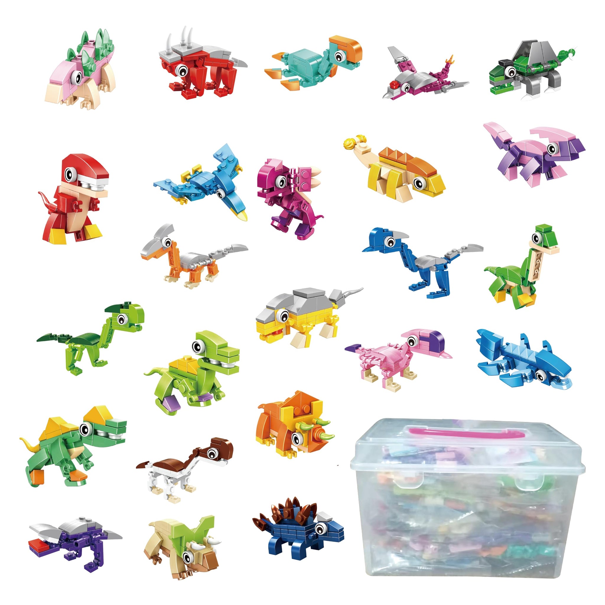 JHXXXL Dinosuar Party Favors,(24pcs) 48 Kind of Mini Building Blocks Party Favors,Goodie Bag,Bulk Toys, Classroom Prizes,Back to