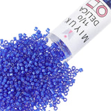 Miyuki Delica Seed Beads - Size 11/0 (1.6 mm), DB1785, White-Lined Cobalt AB, 7.2 g, Approx. 1440 Beads, Made in Japan