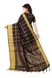 Dhruvi Trendz Womens Banarasi Cotton & Silk Saree (Dt-S1344_Black_One Size_Black)