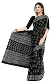 Tamaira Fashion Womens Plain Weave Pure Cotton Saree Without Blouse Piece (2398_Black)