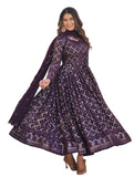 Wedani Georgette Sequins Embroidered Work Anarkali Kurta Set For Womens (In Alpha L Regular Wine),WINE,L