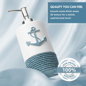 TideAndTales Luxury Nautical Bathroom Accessories Set (4 Piece) Rope and Anchor Beach Bathroom Decor with Ocean and Sea Theme De