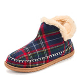 Dearfoams Men's Brixen Indoor/Outdoor Memory Foam Boot Alpine Camping Cozy Slipper House Shoe, Navy Plaid, 9