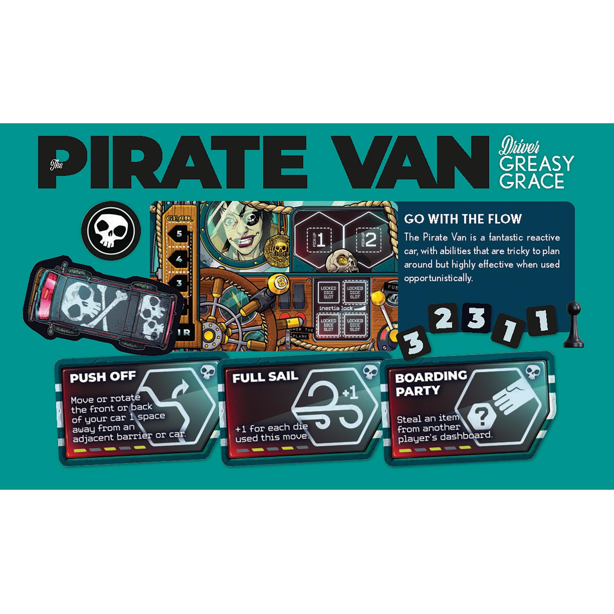 Rebellion Unplugged: Joyride: High Seas - Expansion, Pirate Themed, Car Combat Board Game, New Obstacles & Racetrack Elements, A