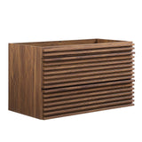 Modway Render 36 WallMount Bathroom Vanity Cabinet in Walnut Sink Basin Not Included