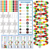 Cunno 972 Pcs/24 Sets Passover Crafts 10 Plagues Bead Bracelets DIY Kit with Gift Cards Passover Decorations Pesach Party Games 