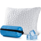 QUTOOL Small Travel Pillows for Sleeping, Cooling Memory Foam Camping Pillow, Backpacking for Hiking Gear, Portable Pillow with 