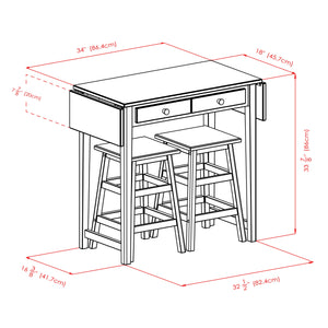 Winsome Mercer Double Drop Leaf Table With 2 Stools