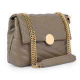 Adisa Women'S Girls Quilted Cross Body Sling Bag With Gold Chain (Sl5136) (Olive),Olive,,B0DDC8NFXD