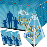 3Pcs Fathers Day Tablecloths - Blue Happy Fathers Day Rectangular Plastic Table Covers for Party Supplies, Size 70.8X42.5in