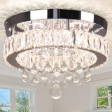 YPQXYHDA Led Crystal Raindrop Ceiling Light,11.8 Flush Mount Chandelier Light Fixture,Modern Led Chandelier for Kitchen Bedroom 