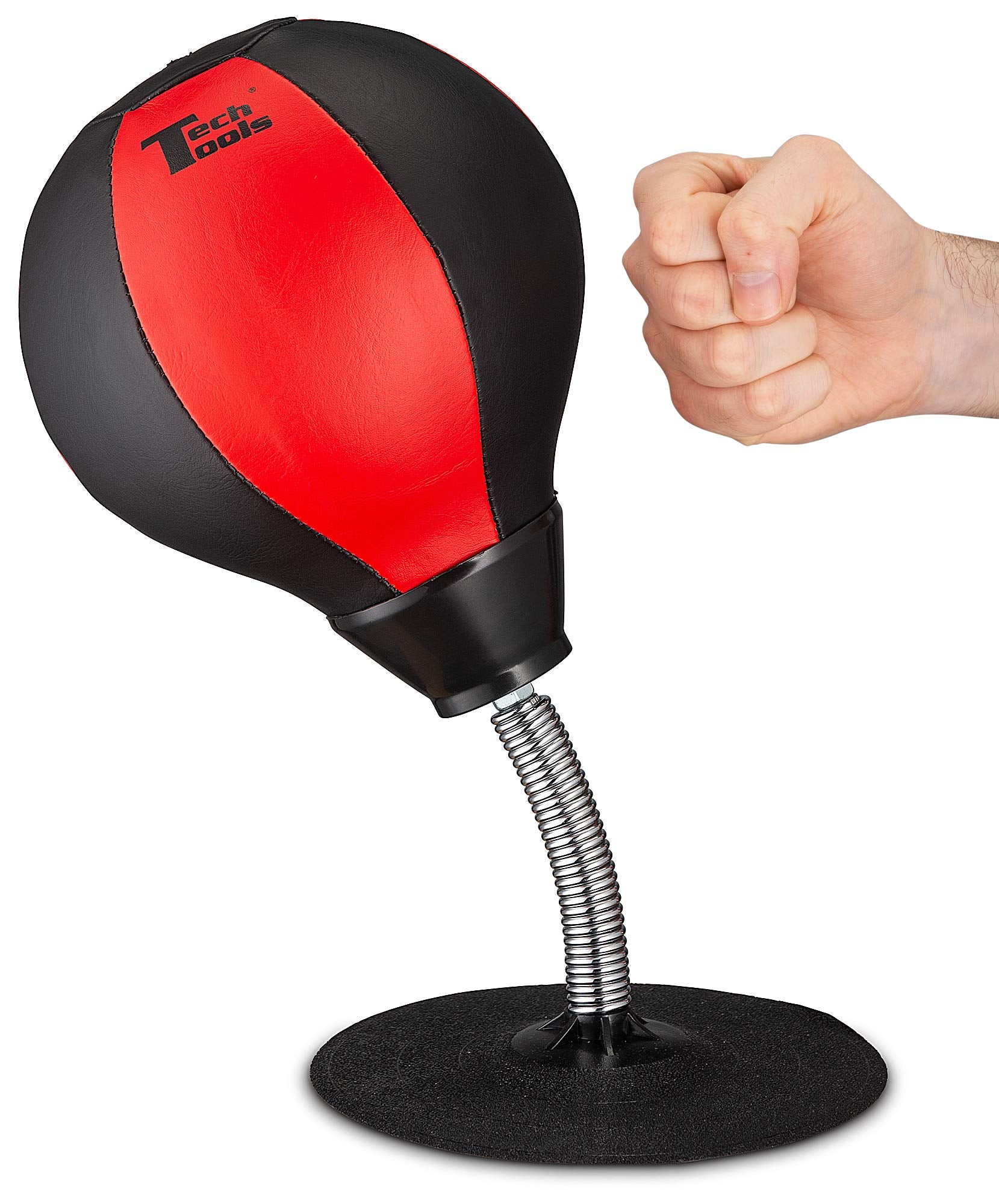 Tech Tools Stress Buster Desktop Punching Bag - Suctions to Your Desk, Heavy Duty Stress Relief Ball, Funny Desk Accessories, Of
