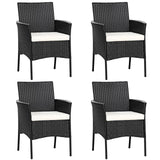 RELAX4LIFE Wicker Patio Chairs Set of 4, Indoor Outdoor PE Rattan Armchairs w/Cane Back, Seat Cushions for Bistro Porch Poolside