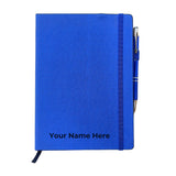 Crownlit Personalized Notebook With Pen Set, Blue Hardbound Cover With Elastic Lock, Customizable Name