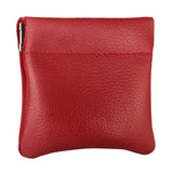 Classic Leather Squeeze Coin Purse Change Holder For Men, Pouch Size 3.5 In X 3.25 In. High By Nabob (Red)