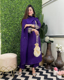 Gosriki Women'S Rayon Blend Staright Embroidered Kurta With Pant & Dupatta (Hansika Begani-Gs_L_Begani_Large),Begani,,B0DFCG47KV