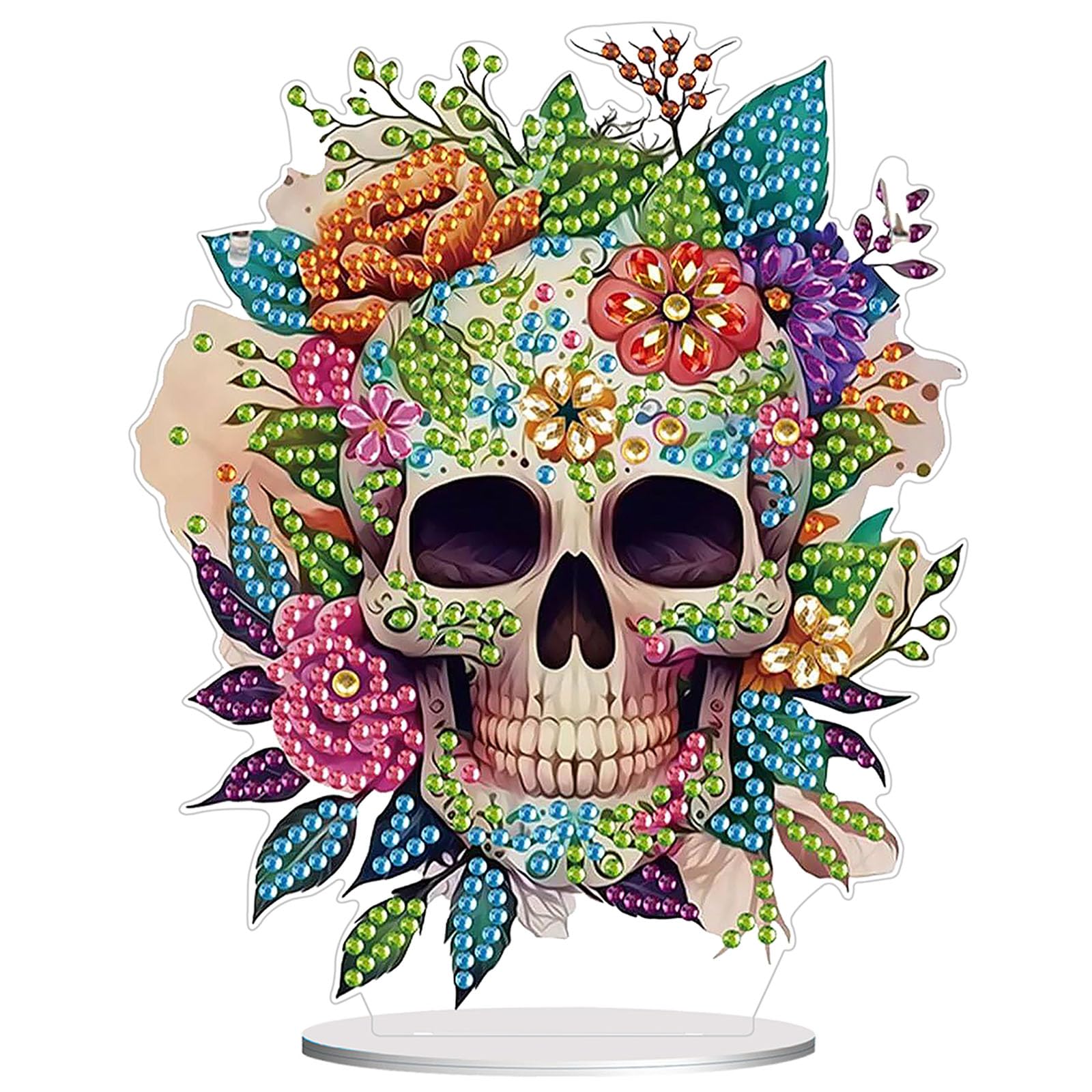 Diamond Painting Kits for Adults Beginners, 5D Full Drill Skull Crystal Art Desktop Ornament, DIY Single Sided Home Office Desk 