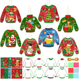 DoubleFill 48 Sets Christmas Ugly Sweaters Suncatchers Craft Kit Christmas Tree Ornaments Stained Glass Xmas Window Arts and Cra