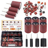 Sunxeke 187-Piece Sanding Drum Kit for Drill & Drill Press - Includes 2inch Spindle Sander Sleeves (60/80/120/240 Grit), 4 Rubbe
