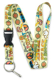 Limeloot Hippie Lanyard for Keys, ID Badges, and Accessories - Cool Lanyard with Peace Signs, Vans, and Mushrooms.
