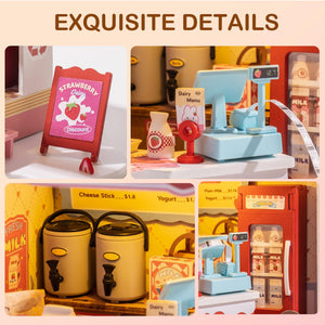 Wowood DIY Mini House Building Miniature Kit Milkbox, Miniature Lifestyle Bookshelf Decoration, Cute Craft Kits for Women or Gir