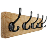 Dseap Coat Rack Wall: Patented, Heavy-Duty, 17.4 Long 5-Double-Hooks Wooden Wall Mounted Coat Rack Coat Hanger Hook Rail for Win