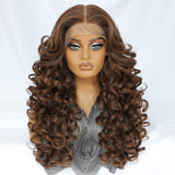 Felek Ombre Brown Wig Long Synthetic Loose Wave Lace Front Wigs for Black and White Women Honey Blonde 13x6 HD Transparent Lace 
