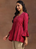 Libas Women'S Silk Blend Woven Design A-Line Kurti (29154 Magenta Magenta M
