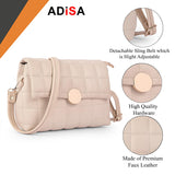Adisa Women'S Girls Quilted Cross Body Sling Bag With Height Adjustable Belt (Sl5144_Off White),Off-White,,B0DGTMNCFS