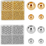 3360pcs Gold & Silver Round Spacer Beads 3/4/6/8mm 4 Size Smooth Ball Beads for Jewelry Making Metal Circle Bead for Bracelet Ne