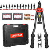 Aiuitio 16 Rivet Nut Tool, Rivnut Tool Kit With 13 Metric And Sae Mandrels, Nutsert Rivet Tool Set With 200Pcs Rivnuts, Thread