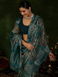 Libas Women'S Silk Blend Saree (16139_Green)