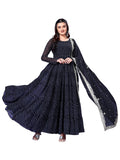Wedani Georgette Anarkali Kurta Set For Women Black,BLACK,L