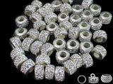 Silver White Rhinestone Beads, 110pcs 11mm Large Hole Beads for Pen Rondelle Slide Charm Jewelry Making