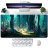 Forest Desk Mat Blue Green Mouse Pad Large Laptop Computer Keyboard Mouse Mat Gaming Mousepad XXL 31.5X 15.7 Deskpad Deskmat