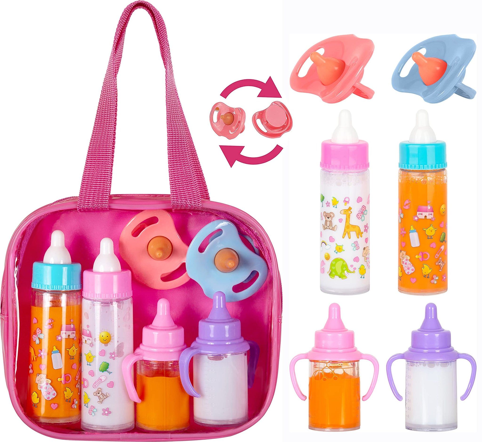 fash n kolor, My Sweet Baby Disappearing Doll Feeding Set | Baby Care 6 Piece Doll Feeding Set for Toy Stroller | 2 Milk & Juice