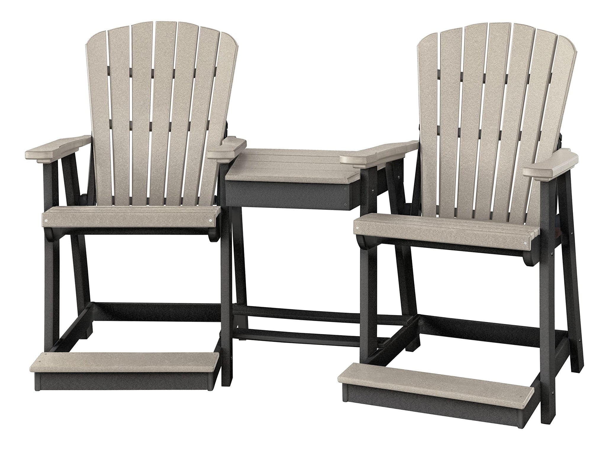 American Furniture Classics Counter Height Settee Table Combo, Weatherwood And Black