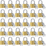 Yaocom 30 Pcs Solid Brass Keyed Padlock, Small Yellow Gym Lock, Strong Padlock with Key for Luggage Toolbox (25mm)