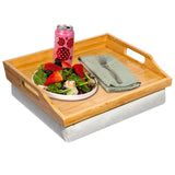 ROSSIE HOME Bamboo Wood Bed Tray, Lap Desk with Detachable Cushion, Serving Tray - Natural - Fits up to 15.6 Inch Laptops - Styl
