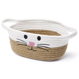 Small Woven Baskets for Organizing with Handle Cute Cotton Basket for Nursery Gift Dog Cat Toy Storage Basket for Toy Organizer-
