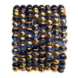DADIFEN Glass Round Beads Royal Blue Octagon Faceted 8x7mm 42pcs Golden Edge Crystal Loose Beads for DIY Craft Jewelry Making