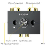 PROZOR RCA Stereo Audio Switch 2 in 1 Out R/L Stereo Audio Switch 1 in 2 Out Stereo Audio Splitter with Mute Button and No Exter