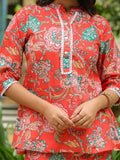 Leriya Fashion Women'S Rayon Printed Regular Kurta Set (Lf-W2149&Tr1116_Red_S)