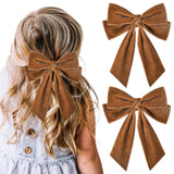 2PCS Velvet Hair Bow Brown Bow Hair Ribbon Clips for women Girls Fall Alligator Hair Clips Hair Accessories Toddlers Kids Teens-New
