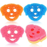 FillTouch Dog 3 Pcs Scrub Sponge, Pink, Orange, Blue