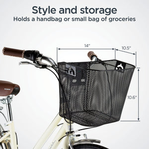 Schwinn Bike Wire Basket, Easy Quick Release Handlebar Mount, Weatherproof, Fits Most Adult Bikes, Bicycle Accessories, Medium,